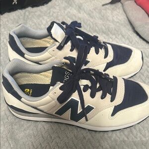 New Balance Men's Navy and White Sneakers